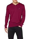 Tommy Hilfiger Herren Pima Cotton Cashmere V Neck Pullover, Royal Magenta Heather, M