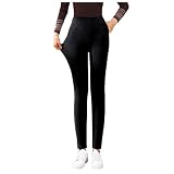MYLH High Waist Thermohose Damen Leggings Fleece Gefütterte Winterleggings Sporthose Dicke Jogginghose Warme Thermostrumpfhose Elastische Thermoleggins W
