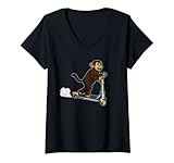 Damen Lustiger Tretroller Affe E-Scooting Ride Funny Rider T-Shirt mit V