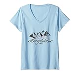 Damen Bergdoktor Berge Alpen Apres Ski Skifahren Snowboarden T-Shirt mit V