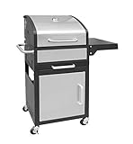 GrillChef by LANDMANN Holzkohle-Grillwagen, Grillwagen mit doppelwandigem Deckel inkl. Thermometer, emaillierter Gussgrillrost und W