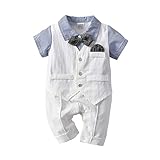 Baby Jungen Gentleman Strampler Kurzarm Weste Smoking Gefälschter Zweiteiler Gentleman Overall Einteilige Weste O
