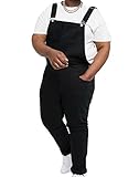 WanXingLiHe Herren Stretch Overall Lätzchen Overall Black Plus Size Streetwear Romper Justierbarer Riemen Beunruhigte Jeans,Schwarz,S