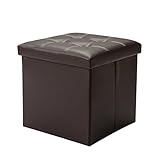GXFHFG Sofa Hocker Aufbewahrungsbox Mit Stauraum Faltbarer Sitzwürfel Sitztruhe Belastbar Bis 120 Kg, Kunstleder, 38 X 38 X 38 cm (rot)