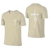 Faith Cross Back and Front Print Shirts für Herren Classic Letter T-Shirt Short Sleeve Crewneck Clothing für Outdoor S