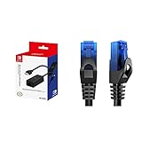 HORI Switch LAN Adapter [Nintendo Switch] & KabelDirekt – 5m – Netzwerkkabel, Ethernet, LAN & Patch Kabel (überträgt maximale Glasfaser Geschwindigkeit, blau)