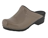 Sanita | Sonja Offener Clog, Lackleder | Original handgemachte, Flexible Leder Clogs für Damen | Anatomisch geformtes Fußbett mit weichem Schaum | Grau | 39