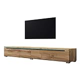 Swift – Fernsehschrank/Tv-Lowboard In Holzoptik Wotan Eiche Matt Hochglanz Mit Led Hängend Oder Stehend 180 C