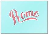 Trendy Rom Schriftzug Logo auf blauem Hintergrund Kühlschrankmag