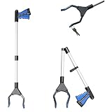 BEE&FLOWER Greifzange für Senioren, Garden Greifer für Senioren Faltbare Greifer Werkzeug mit rotierendem Gummigreiferit Magnetspitzen Aluminium 82 cm Langer 0°- 180° abgewink