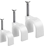 Kabelschellen Nagelschellen Haftclips mit Nagel für Kabel (weiß 10mm)