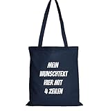 GERLINOVA Stoffbeutel / Jutebeutel mit langen Henkeln mit Wunschtext selber gestalten mit dem Amazon T-Shirt Designer - Hochwertiger Flexdruck (Dunkelblau)