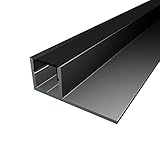 MOLA (MO-111) Fliesenprofil Aluminium 1 x 2m schwarz | Fliesen-Abschlussleiste für Led Streifen bis 1cm Breite | U-Profil Fliesenschiene + Acryl Abdeckung schwarz | Aluprofil belastb