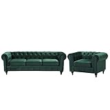 Beliani Wohnzimmer Set Sofa Sessel Samtstoff englischer Stil grün C