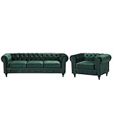 Beliani Wohnzimmer Set Sofa Sessel Samtstoff englischer Stil grün C