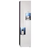 trendteam smart living Badezimmer Hochschrank Schrank Tetis, 40 x 182 x 30 cm, Korpus Graphit Nachbildung und Front in Weiß Hochglanz mit offenen Fächern und viel S