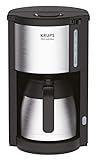 Krups KM305D Filterkaffeemaschine ProAroma | Thermo- Edelstahlkanne | Automatische Abschaltung | 10-15 Tassen | 800 Watt | 1,25L Wassertank | Schwarz/ E