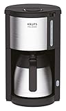 Krups KM305D Filterkaffeemaschine ProAroma | Thermo- Edelstahlkanne | Automatische Abschaltung | 10-15 Tassen | 800 Watt | 1,25L Wassertank | Schwarz/ E