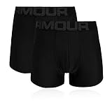 Under Armour Tech 3in 2 Pack, schnelltrocknende Boxershorts, komfortable Unterwäsche mit enganliegendem Schnitt im 2er-Pack Herren, Black / Black , L