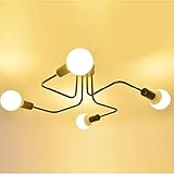 PINFU Industrielle Deckenleuchten, Schwarze Vintage Deckenleuchte, 2/6/8-Licht Spider Lights E27 Basis Deckenleuchte für Esszimmer, Schlafzimmer, B