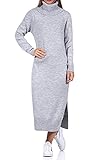 ONLY Damen Strick-Kleid ONLBrandie mit XL-Rollkragen 15214595 Light Grey Melange M