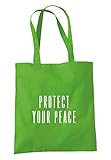 illustratedidentity Protect Your Peace Tragetasche 37,5 x 42 cm mit langen Griffen, apfelgrün, Einheitsgröß