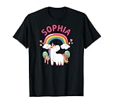 Sophia-Design mit lächelndem Einhorn und Regenbogen T-S