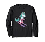 Comic Einhorn fährt Ski Lang