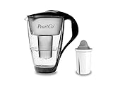 GLAS-Wasserfilter PearlCo (schwarz) mit 1 Protect+ classic Filterkartusche (f. hartes Wasser) - passt zu Brita C