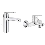 GROHE Eurosmart Cosmopolitan | Badarmatur - Einhand-Waschtischbatterie, mit Mengenbegrenzung | M-Size | chrom | 23325000 & BauEdge | Badarmatur - Einhand-Wannenbatterie | chrom | 23334000