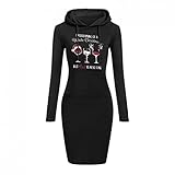 Weihnachtskleid Damen Elegant Weihnachtspullover Party Kleider Langarm Weihnachtsdruck Pulloverkleid O-Ausschnitt Weihnachten Kostüm Jumperkleid Winterkleid Tunika Hoodie Kleid Festliche Geschenk