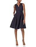 KARL LAGERFELD Paris Damen Women's Linen Fit and Flare Dress Lssiges Abendkleid, Navy, 44