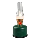 ZYJTGH Wiederaufladbare LED-Nostalgie-Retro-Stil Kerosinlampe, einstellbare tragbare Nachtlicht-Tischlampen Dimmknopf Lampenöl Öllampe (Color : Green)