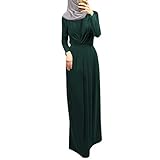 WUDUBE Mode Frauen Moslemische Robe, Indische Plissiertes Kragen Indische Frauen Muslimisches Kleid Elegantes Kleid L