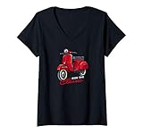 Damen Roller Scooter Mopedfahrer Moped Vintage Love Retro Italien T-Shirt mit V