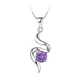 Banemi Halskette Mädchen, Zierliche Halskette Damen Weißvergoldeter Sockel Violett Unregelmäßiger Eingelegter Zirkon Anhänger Halskette Jahrestag Geburtstagsgeschenk