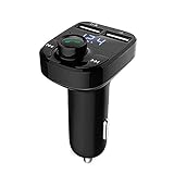 GQFDBS Bluetooth FM Transmitter für Auto, MP3 Audio Musik Stereo Adapter mit Dual USB Port Ladegerät, Unterstützt TF-Karte und U-Disk, Freisprecheinrichtung, USB Stick (Schwarz)