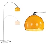 Bogenlampe, WUDSEE Bogenleuchte höhenverstellbar mit standfestem Marmorfuß Orange Schirm Stehlampe Stehleucht 1x E27 geeignet für Normallampen bis max. 60W