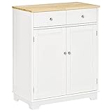 HOMCOM Küchenschrank Sideboard mit 2 Schubladen, Kommode, Aufbewahrungsschrank, MDF, Weiß, 68 x 40,3 x 85