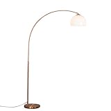 QAZQA - Moderne Bogenlampe Kupfer mit weißem Lampenschirm - Arc Basic | Wohnzimmer - Stahl Rund | Länglich - LED geeignet E27