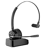 TINGDA Bluetooth Headset, Kabellos Headset mit Ladestation, Rauschunterdrückung Mikrofon, Drahtloses Freisprechen Chat PC Headset für Call Center, Skype, Laptop, Computer, Auto Fahrer, Handy