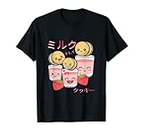 Erdbeer-Milkshake, Retro-Stil, japanisch, niedlich, Kawaii-Ästhetik T-S