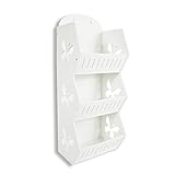 HAOGUT Hänge-Regal Organizer, 3-Fach Stand- oder Wandregal zum Stehen, Aufhängen oder Bohren, PVC Aufbewahrung Bad Hängeregal Küche waschbar 56x22x17cm weiß