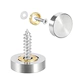 20er Set Spiegel Schrauben mit Kappen | 19mm Zierschrauben mit Abdeckkappe | Kupfer Spiegelnägel [Farbe - silber] - Spiegelkappe | Badezimmer Dekorativ Schrauben | Befestigungsschrauben für Spieg