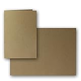 100x Vintage Kraftpapier Falt-Karten DIN B6-120 x 169 mm - Braun - Recycling - 240 g/m² blanko Klapp