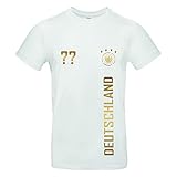 Herren T-Shirt| bedruckbar Wunschname + Wunschnummer Fußball Trikot | WM/EM Deutschland Trikot | in Verschiedene Grössen und Farben | INDIVIDUALISIERBAR (Weiss, XL)