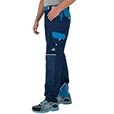 BWOLF Brave Arbeitshosen Männer Arbeitshose Herren Arbeitshose mit multifunktionalen Seitentaschen, Rückentaschen und Kniepolster-Taschen + verstärkt mit 600D Polyester (Blau, S)