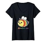 Damen LGBT Regenbogen Biene Les-bee-an Lesbian Liebe ist bunt LGBT T-Shirt mit V