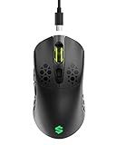 Black Shark Gaming Maus, Dual-Mode Maus Kabellos mit Wabenschale, 6 Programmiierbare Tasten, 10K DPI, Wiederaufladbar RGB Mouse Gaming für PC/Mac - Schw