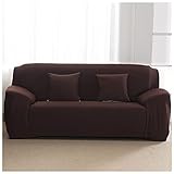 SYN-GUGAI Sofabezug für Wohnzimmer, elastisch, rutschfest, universal, Spandex, für 1-, 2-, 3- und 4-Sitzer-Möbelschutz (Farbe: Kaffeebraun, Größe: 235-300 cm)